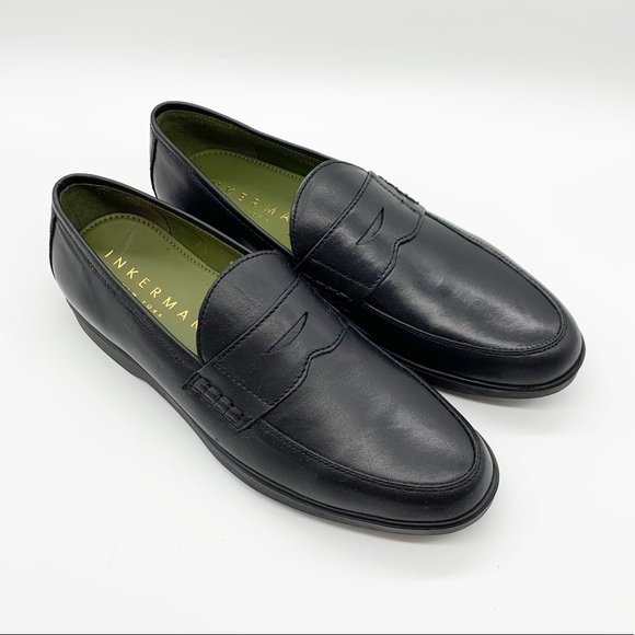 NWOB Inkerman NY Black Leather Slip On Penny Loafers Size 8